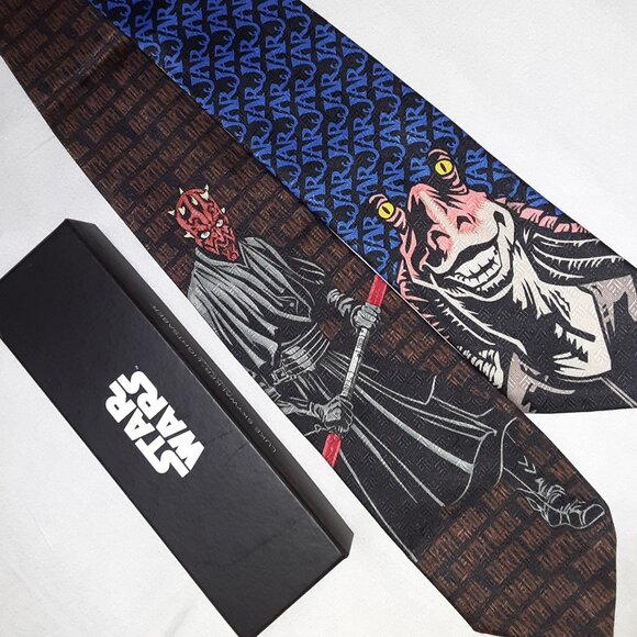 2 Official Star Wars Tie * Light Saber Letter Opener * Jar Jar Binks, Darth Maul - Picture 1 of 12